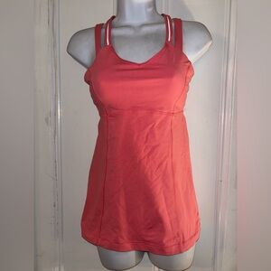 Lululemon racer back long lined pink sprits bra ‘ like new size 6